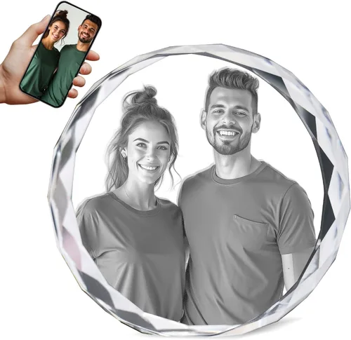 HAN'S LASER Foto de cristal 3D, regalos personalizados con tu propia foto para mujer, esposa, mamá, papá, novia, padre, marido, gran aniversario