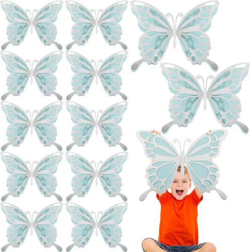 Geyee 12 piezas de decoración de fiesta de mariposa grande 3D de 12 pulgadas, 10 pulgadas, centros de mesa de mariposa grandes para mesas, baby