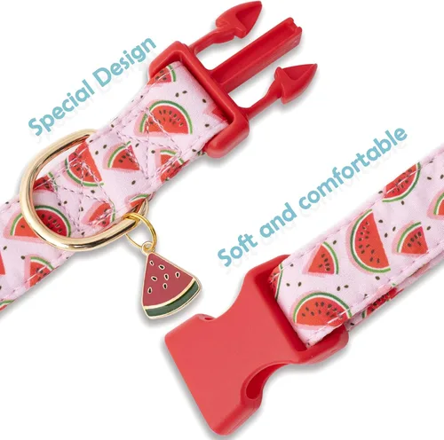 Miniatura 5 de Faygarsle Collar de Perro Lindo para Niñas y Perros Chicos Collar Suave y Elegante para Mascotas con Diseño de Sandía Collar de Perro Rosa Ideal