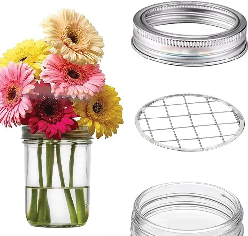 Miniatura 4 de GORGECRAFT 15 tapas de rana de flores, soporte para frascos de masón, tapas de botellas de vidrio con flores, organizador de arreglos florales