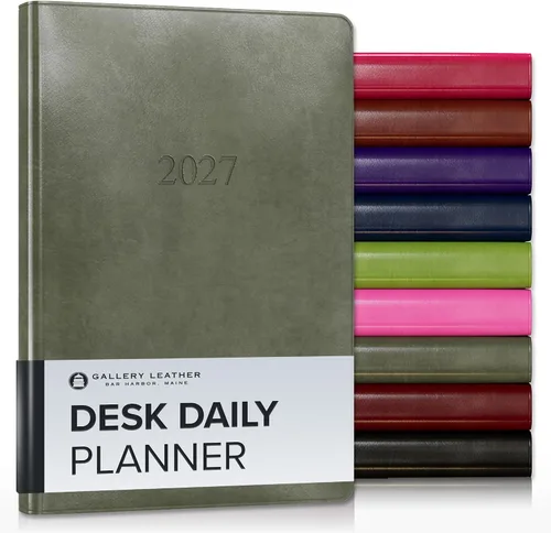 Miniatura 11 de Gallery Leather Daily Planner 2027, Elegantly Bound Daily Calendar Planner and Notebook with Stylish Gold-Gilded Page Edges, 12 Months - 2027