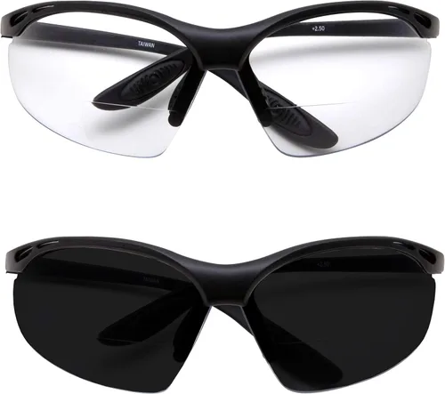 Miniatura 2 de grinderPUNCH 2 pares de gafas de seguridad ANSI Z87 resistentes a los impactos bifocales lentes de lectura antideslizantes envolventes