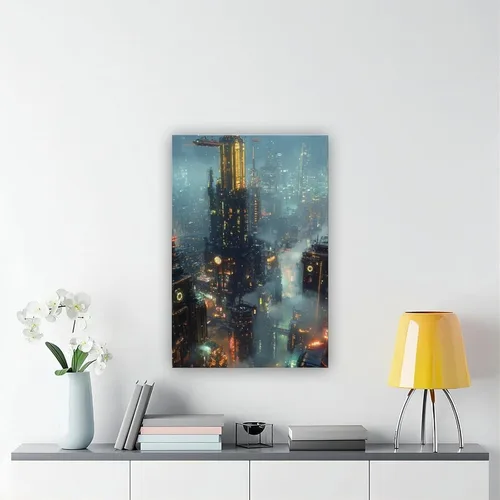 Miniatura 6 de Retro Futurism Cityscape Print – Neon Sci-Fi Wall Decor – Cyber Steampunk Poster for Gamers & Collectors Canvas Poster Wall Art Decor Print Picture