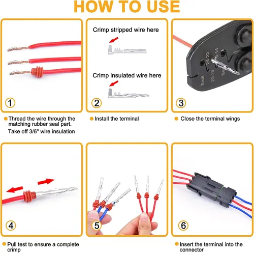 Miniatura 3 de VIGRUE Juego de 20 conectores de 1/2/3/4/6 pines, kit de conectores impermeables para cables eléctricos automotrices