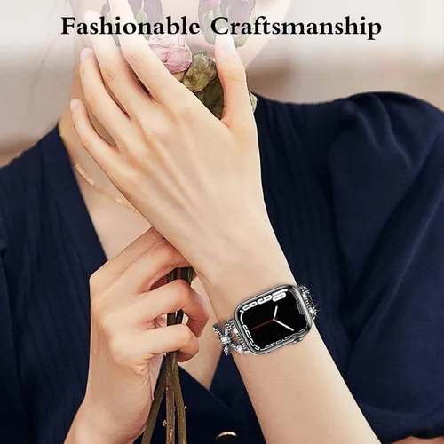 Miniatura 7 de Correas brillantes compatibles con Apple Watch Band Series 11, 10, 9, 8, 7, 6, 5, 4, 3, 2, 1, 1.496, 1.575, 1.654, 1.732, 1.772 pulgadas, 1.772
