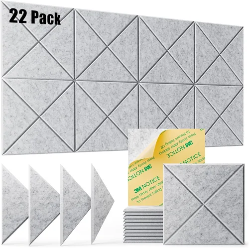 Miniatura 18 de Paquete de 22 paneles acústicos autoadhesivos, 12"X 12"X 0.4" paneles de espuma insonorizante, paneles de pared insonorizados de alta densidad
