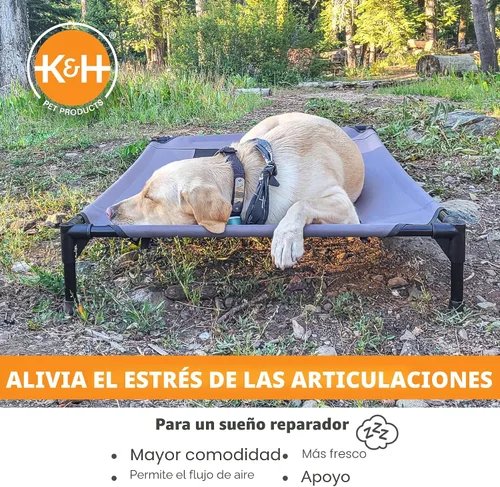 Miniatura 5 de K&H PET PRODUCTS - Cuna elevada para mascotas con centro de malla, varios tamaños Malla gris/negra