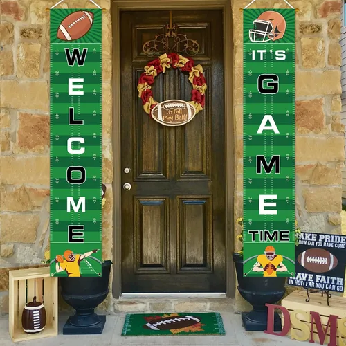 Miniatura 3 de Cartel de bienvenida para porche de fútbol, decoración de fiesta para el día del juego, deportes, puerta, casa, fiesta, suministros