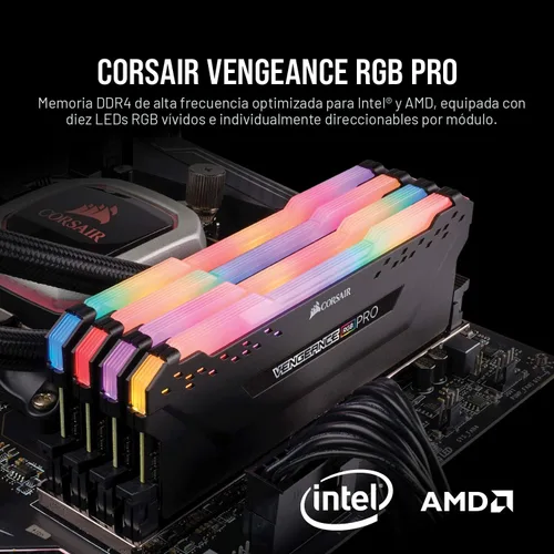 Miniatura 2 de CORSAIR Vengeance RGB PRO DDR4 RAM 32GB (2x16GB) 3200MHz CL16-20-20-38 1.35V Memoria para computadora de escritorio Intel AMD - Negro