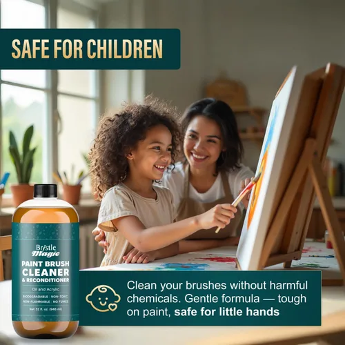 Miniatura 8 de Limpiador y restaurador de pinceles de pintura al óleo, limpiador de pinceles para pinturas acrílicas, aceites y vidrio, biodegradable, no tóxico