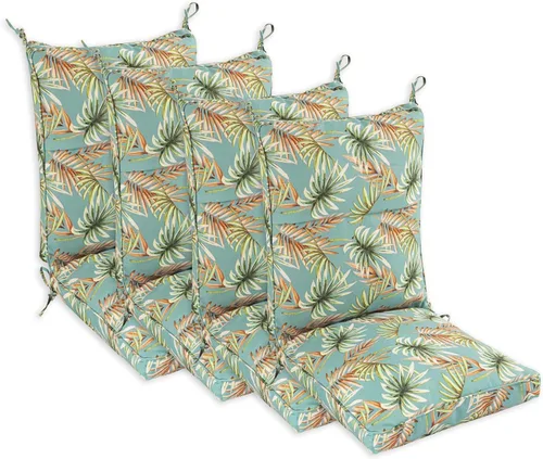 Miniatura 15 de Juego de 4 cojines para sillas de comedor al aire libre, cómodos cojines para asientos de patio, 44 x 21 x 4.5 pulgadas, ribete individual
