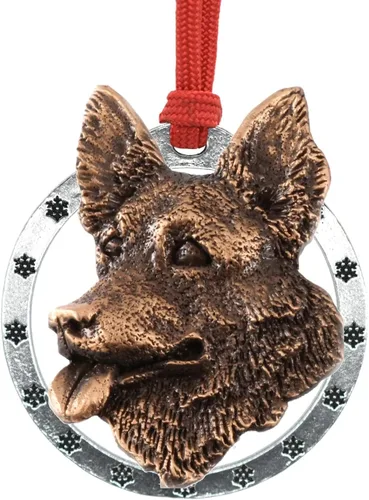 Miniatura 17 de Adorno navideño para colgar en la cabeza de collie con borde de peltre antiguo hecho a mano para decorar coronas y árboles de Navidad del hogar