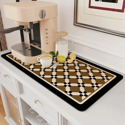 Miniatura 19 de AMOAMI Tapete de café absorbente con parte trasera de goma para secar platos para encimera de cocina, accesorios de bar para debajo de la cafetera