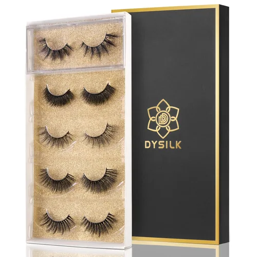 Miniatura 20 de DYSILK Pestañas postizas Wispy - Pestañas postizas de visón 5 pares 6D Extensión de pestañas postizas falsas de visón, Pestañas postizas naturales 5