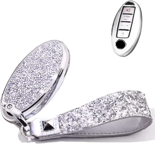 Miniatura 6 de SANRILY Funda para llavero de entrada sin llave de Nissan Altima Murano Rogue para Infiniti QX60 Q60 QX80 Q50 Protección completa con diamantes