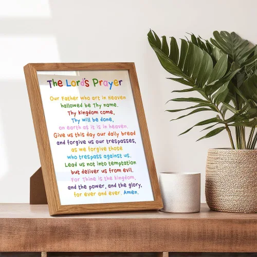 Miniatura 6 de Arte de pared con texto en inglés "Lords Prayer Framed", decoración religiosa de las Escrituras para la iglesia, aula de escuela dominical