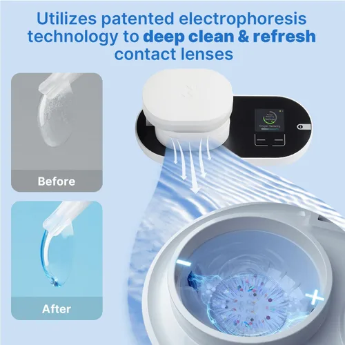 Miniatura 2 de ReO2 Gen6 Limpiador suave para lentes de contacto para retención de humedad, solución de limpieza avanzada con tecnología de electroforesis