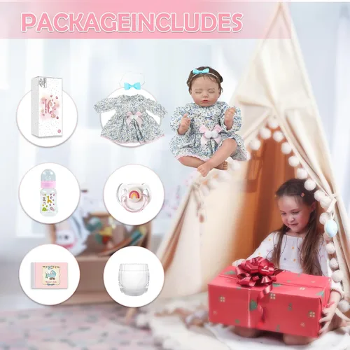 Miniatura 6 de KSBD Muñecas realistas de bebé recién nacido, niña de 20 pulgadas durmiendo recién nacida con cuerpo suave y pesado, regalo de Navidad y cumpleaños