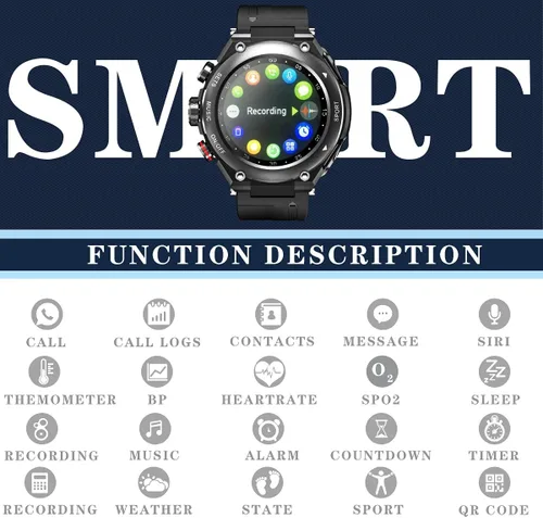 Miniatura 4 de Reloj inteligente con auriculares 3 en 1 Ronda Fitness Tracker 1.28 pulgadas Smartwatch para hombres Respuesta/Hacer llamadas Altavoz Grabación