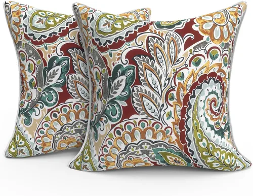 Miniatura 178 de Juego de 2 almohadas para exteriores de 16 x 16 pulgadas, repelentes al agua con interiores, para muebles de patio, hogar, jardín, geometría bohemia