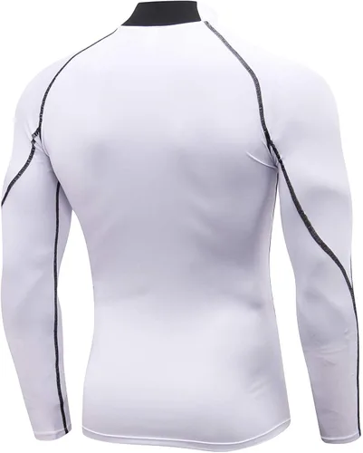 Miniatura 2 de Paquete de 2 camisetas de compresión de cuello alto alto falso para hombre, camiseta deportiva de manga larga que absorbe la capa base atlética