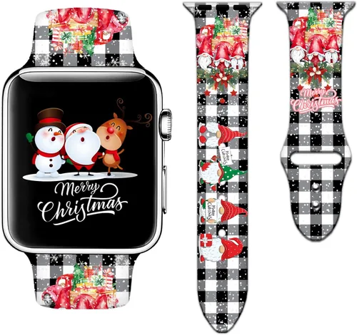 Miniatura 24 de Holidays - Correa de reloj compatible con Apple Watch de 38, 40, 41, 42, 44, 45 y 49 mm para mujeres y hombres, correa deportiva de silicona suave