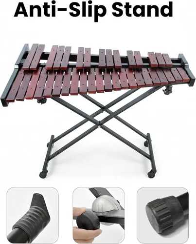 Miniatura 8 de Gearlux Xilófono de madera de 37 teclas con mazos, soporte ajustable y bolsa de concierto