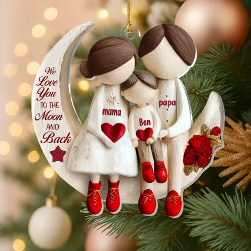Miniatura 11 de Abuela y Nieto Moon Loves - Adornos Acrílicos Personalizados de 1 Capa - Te Amo Hasta la Luna y de Vuelta - Adorno Adornos Navideños 2025