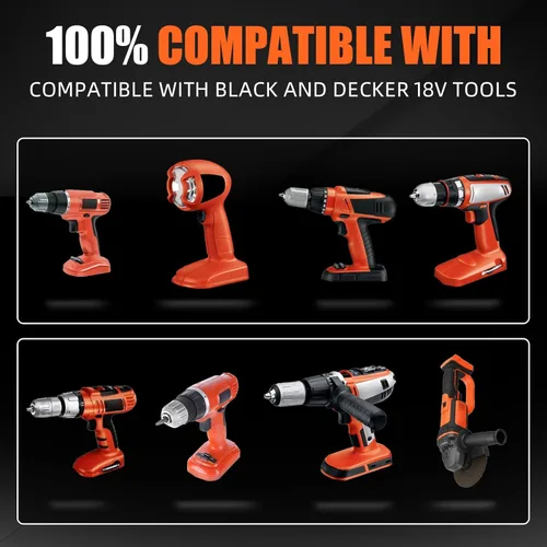 Miniatura 6 de Paquete de 2 baterías de iones de litio HPB18 de alta capacidad de 7.0 Ah compatibles con Black and Decker de 18 V para baterías Black and Decker