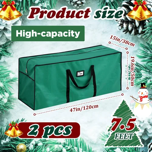 Miniatura 2 de Paterr Paquete de 2 bolsas de almacenamiento para árbol de Navidad de 7.5 pies, Oxford 600D resistente al agua para árbol de Navidad artificial