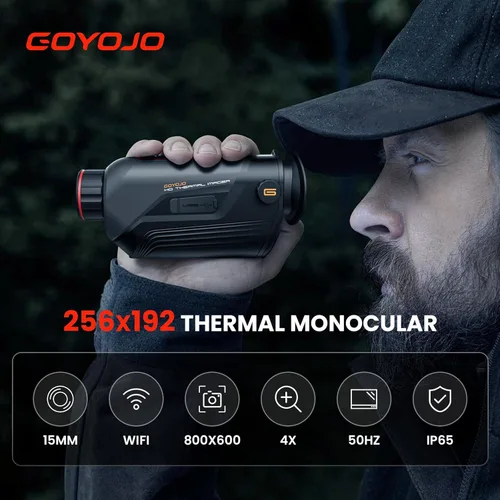 Miniatura 2 de GOYOJO Monocular de Imagen Térmica para Caza, Lente Focal de 15mm, Telescopio de Visión Nocturna Infrarroja 256x192 con Batería de Larga Duración