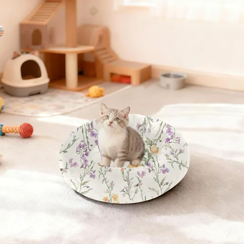 Miniatura 3 de Pet Dog Beds Anti-Slip Fluffy Dog & Cat Cushion for Small Size Pets Sleeping S Retro Snapdragon Neutral