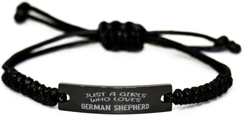 Pulsera de pastor alemán que ama la pulsera de cuerda negra, regalos de pastor alemán, joyería para mujeres y niñas, joyería para amantes del pastor