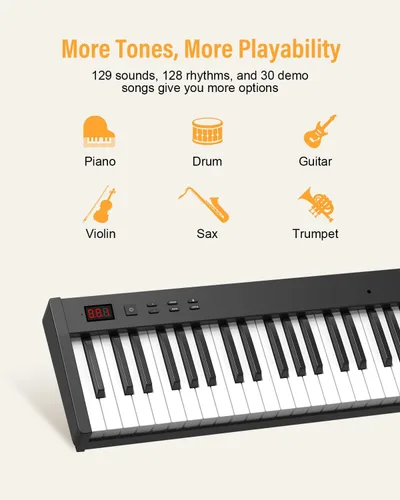 Miniatura 7 de KONIX Piano de Teclado de 88 Teclas Semi Pesado, Piano Digital de Tamaño Completo con Soporte Doble X, Piano de Teclado Portátil para Principiantes