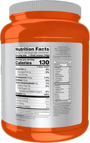 Miniatura 2 de NOW Foods Nutrición Deportiva, Concentrado de Proteína de Suero, 24 g Con BCAAs, Polvo Sin Sabor, 1.5 Libras