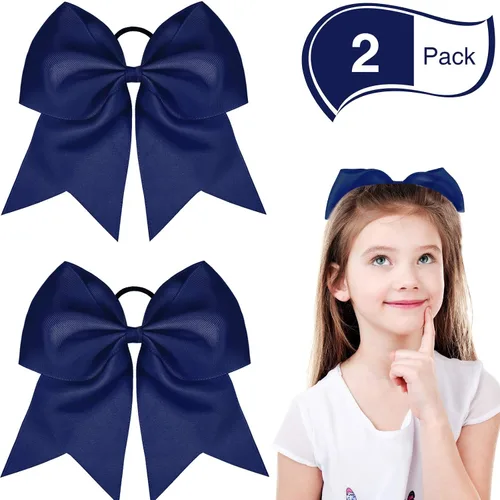Miniatura 13 de 2 paquetes de lazos grandes para animadoras de 8 pulgadas con soporte para coleta, lazos grandes para el cabello para uniformes de sóftbol para Negro