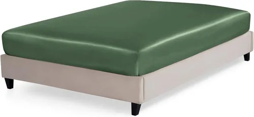 Miniatura 12 de P Pothuiny Sábana bajera de satén tamaño individual XL, solo 1 sábana bajera individual, funda de colchón extra suave de bolsillo profundo para cama