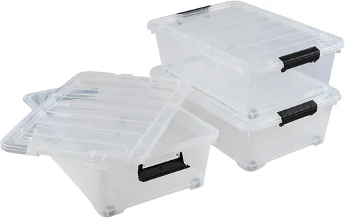 Miniatura 2 de Kiddream Paquete de 3 cajas de almacenamiento con ruedas de 20 cuartos de galón, contenedor de almacenamiento de plástico transparente debajo