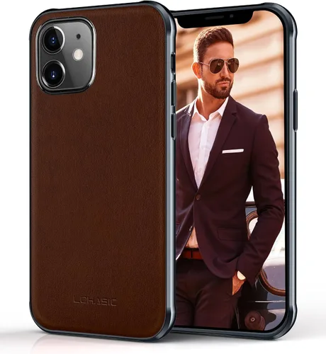 Miniatura 10 de LOHASIC Funda para iPhone 12/12 Pro para hombre, cuero de lujo, delgada, clásica, agarre suave, a prueba de golpes, protección de cuerpo completo