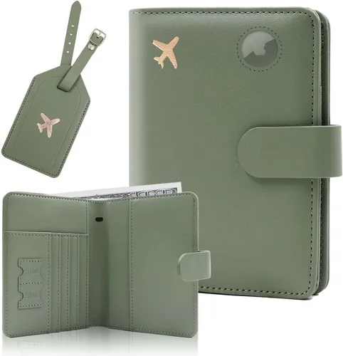 Miniatura 9 de Melsbrinna Rfid - Soporte para pasaporte para mujeres y hombres, juego de etiqueta de maleta de viaje, bonita cartera de pasaporte con ranuras