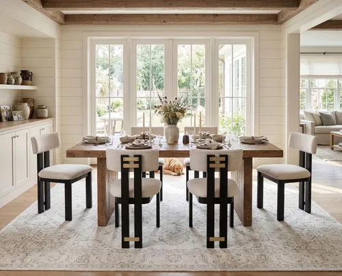 Miniatura 10 de RIVOVA Juego de 2 sillas de comedor de cocina, sillas de comedor modernas tapizadas, respaldo curvado, silla de comedor tapizada de lino con patas