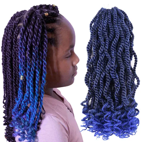 Miniatura 12 de Cabello de ganchillo para niños de 8 pulgadas, cabello de ganchillo para mujeres negras, paquete de 6 paquetes de trenzas senegalesas, extremos