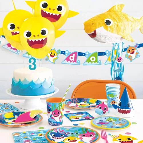 Miniatura 2 de Hojas adhesivas multicolor de Baby Shark – 8 pulgadas (paquete de 4) – Decoraciones adhesivas de alta calidad para fiestas, perfectas para fiestas