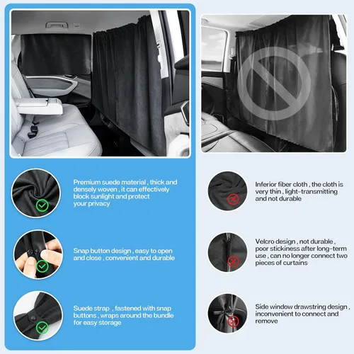 Miniatura 4 de 53.74 x 31.50 pulgadas, juego de 3 cortinas de privacidad para automóvil, SUV, MVP, camioneta, automóvil pequeño/sedán, accesorios universales