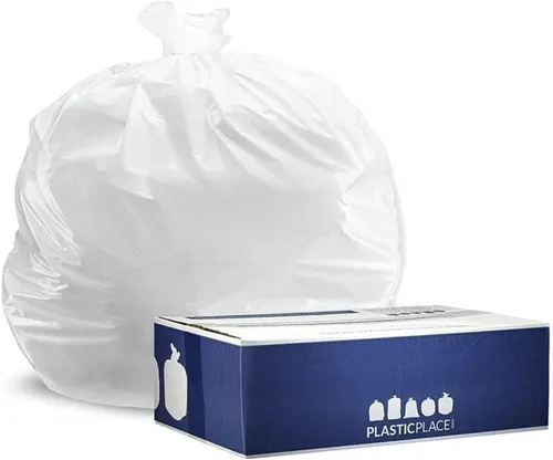 Plasticplace Bolsas de basura de 32-33 galones │ 0.7 mil │ Revestimientos blancos para botes de basura │ 33 pulgadas x 39 pulgadas (150 unidades)