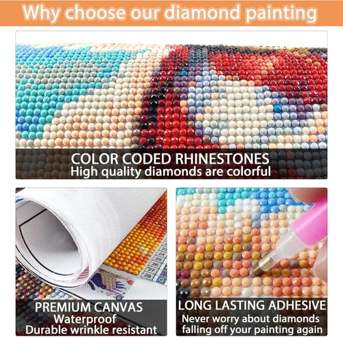 Miniatura 6 de Kit de pintura de diamantes de Halloween para adultos, Jack y Sally DIY 5D con diamantes, kits de pintura artística de gemas de bricolaje, Pesadilla