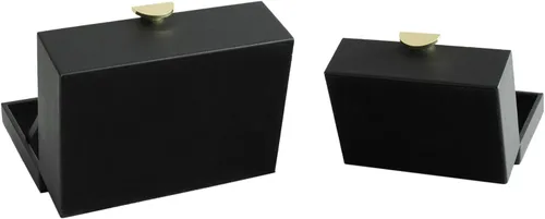 Miniatura 9 de HofferRuffer - Cajas de joyería de piel sintética, juego de 2 piezas de cajas decorativas de almacenamiento con accesorios organizadores y herrajes