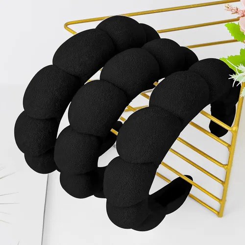 Miniatura 6 de WHAVEL Paquete de 3 diademas de spa para el cuidado de la piel, diadema de maquillaje, diadema de esponja de tela de rizo, diadema de lavado facial