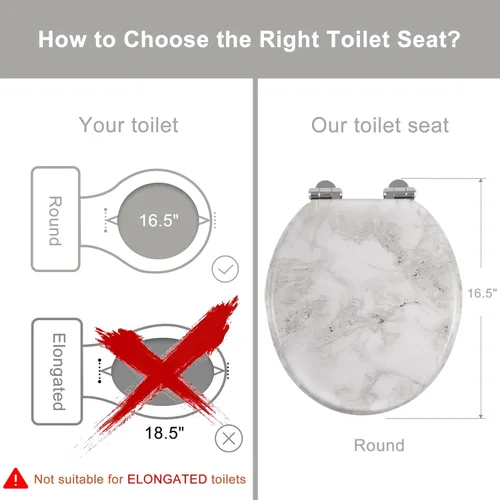 Miniatura 2 de Angel Shield - Asiento para inodoro de mármol con madera moldeada duradera con cierre silencioso, fácil de limpiar, bisagras de liberación rápida