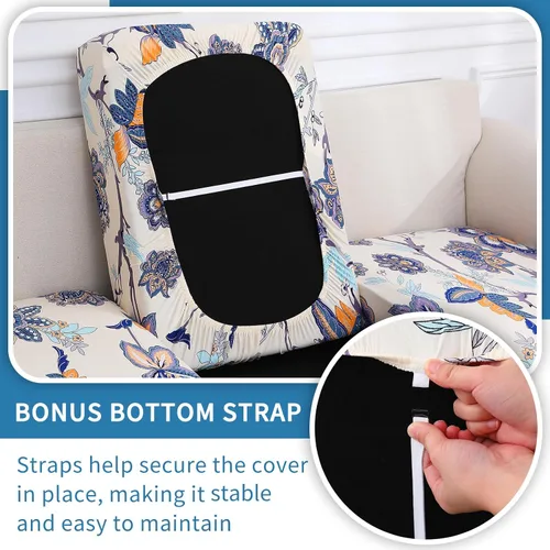 Miniatura 3 de hyha Fundas de cojín de sofá estampadas, fundas de sofá florales lavables para sofás con 2 cojines, fundas de cojín de patrón elástico para muebles